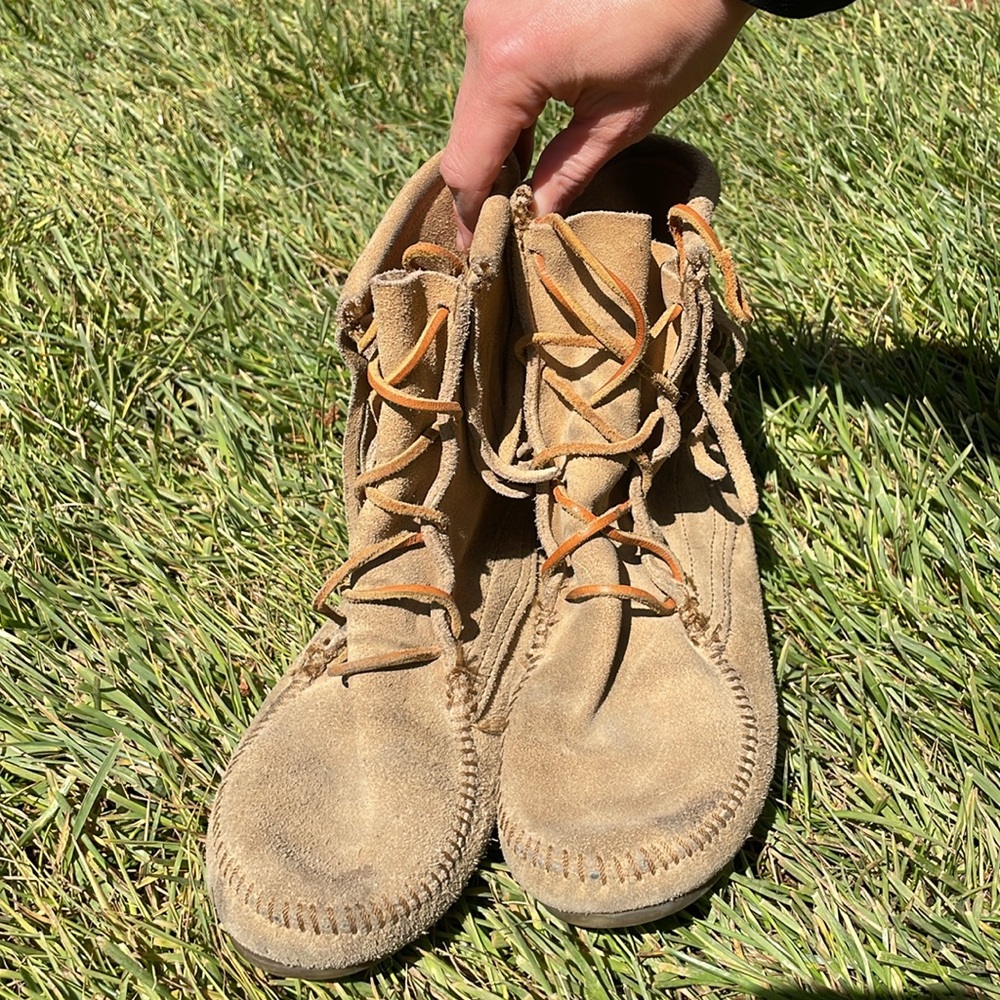 Tan Suede Moccasin Boots